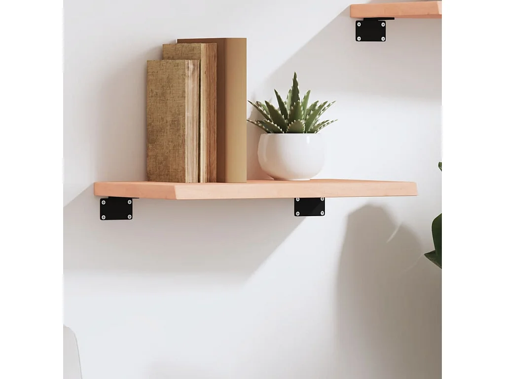 Estante de pared madera maciza de roble sin tratar 40x20x2 cm ES786478