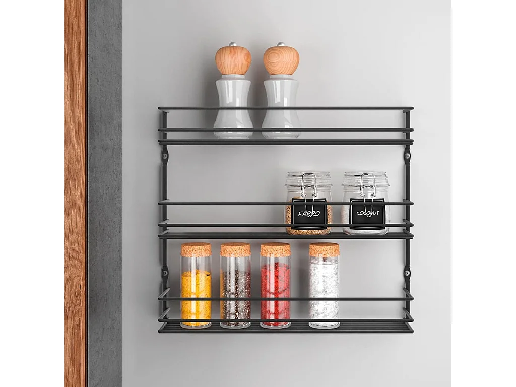 Kruidenrek Pepito 3-laags wandmontage zwart BE798087