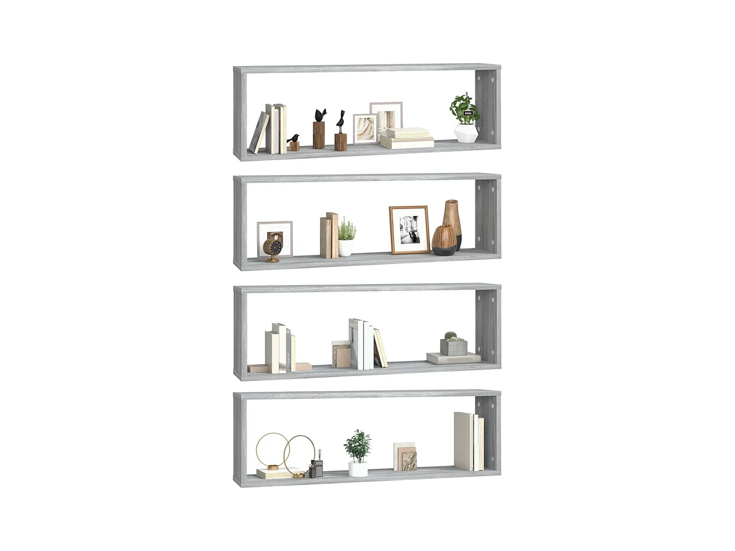 Lot de 4 Étagères murales cubiques Sonoma gris 80x15x26,5 cm FR55369