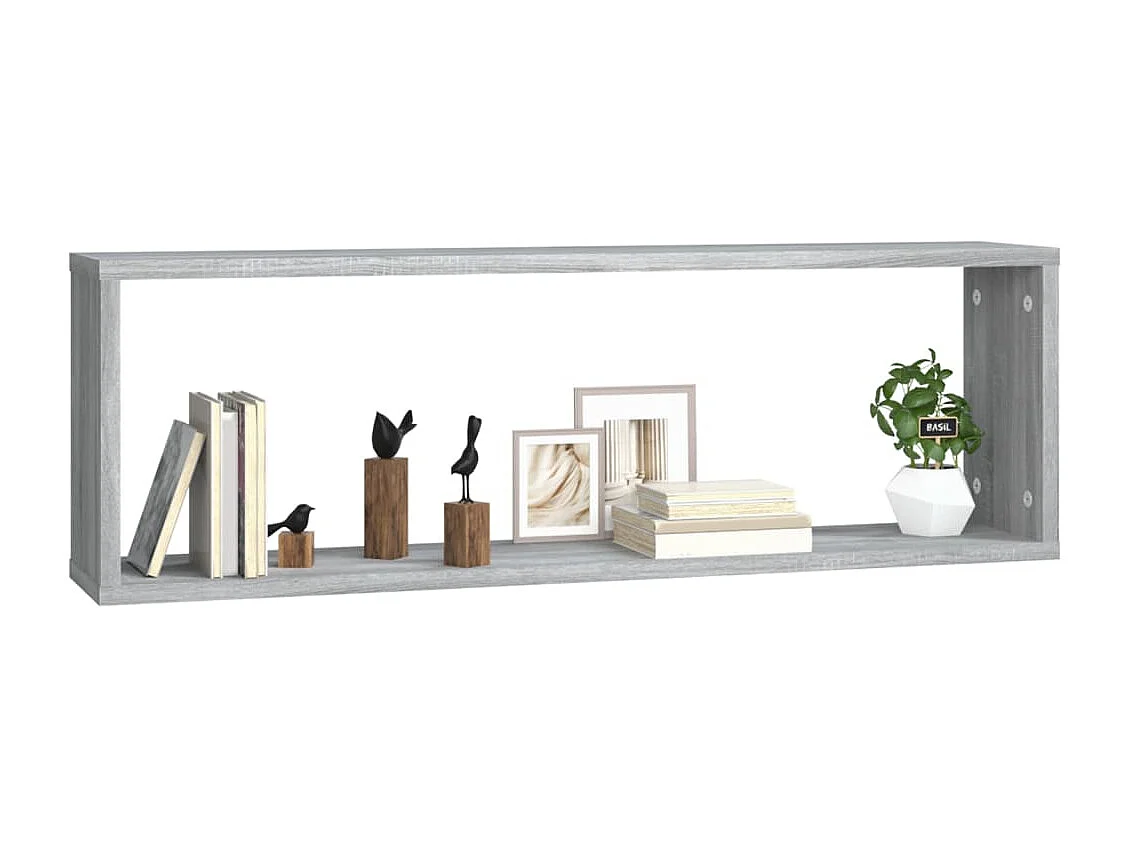 Estante cúbico de pared 4 uds madera gris Sonoma 80x15x26,5 cm ES454201