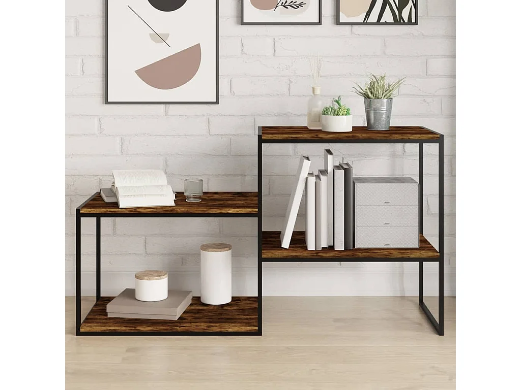 Lot de 4 Étagères murales chêne fumé 60x40x1,5cm bois d'ingénierie FR52924