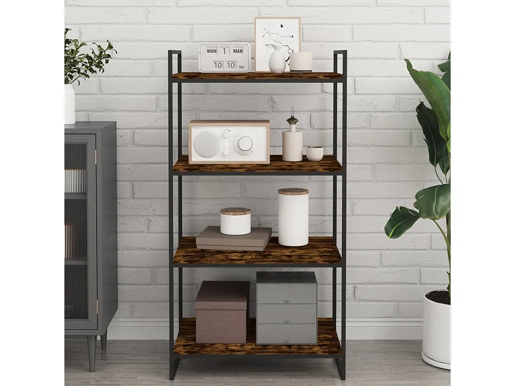 Lot de 4 Étagères murales chêne fumé 60x40x1,5cm bois d'ingénierie FR52924