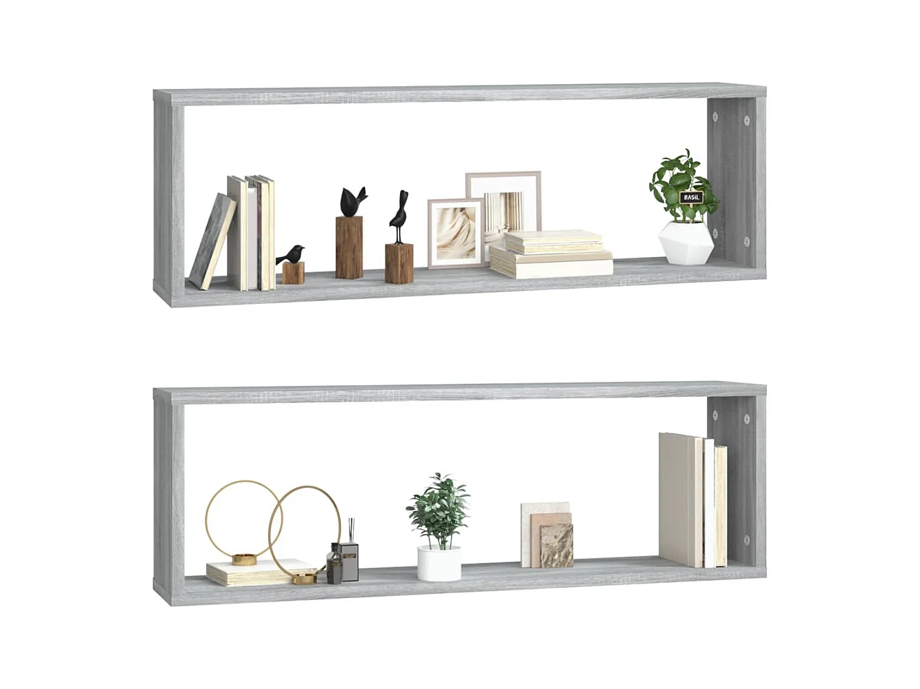 Lot de 2 Étagères murales cubiques Sonoma gris 80x15x26,5 cm FR81013