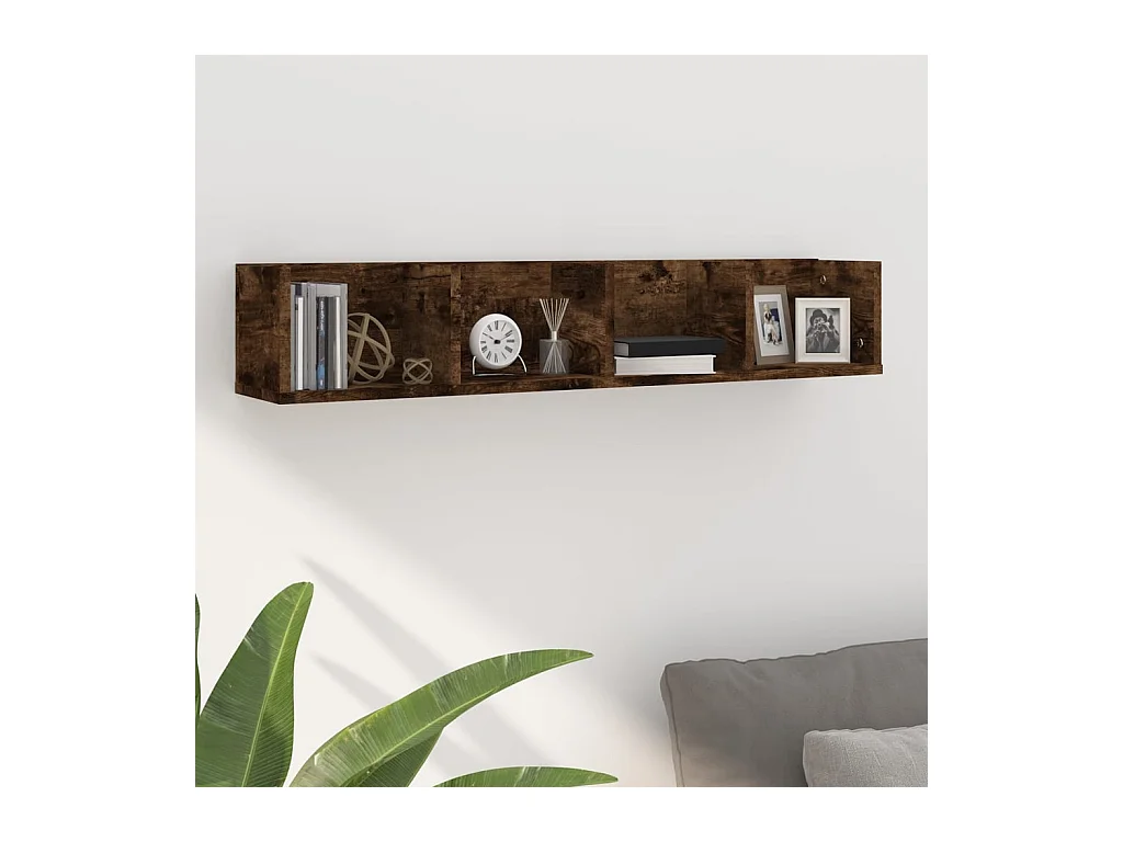 Étagère murale à CD Chêne fumé 100x18x18 cm Bois d'ingénierie FR70045