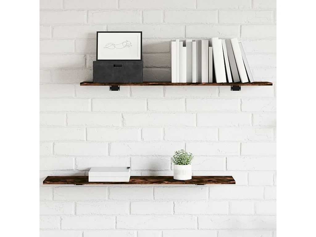 Lot de 4 Étagères murales chêne fumé 100x20x1,5cm bois d'ingénierie FR23013