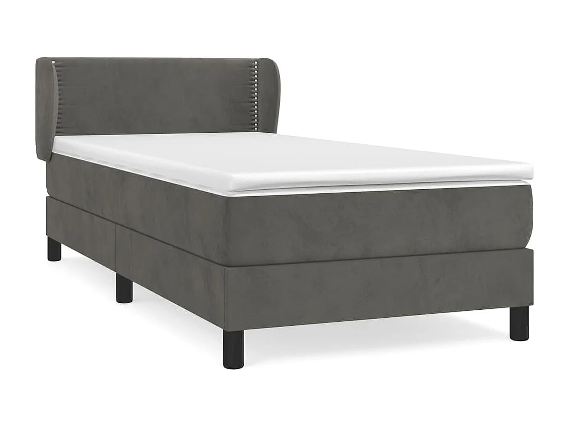 Conjunto Boxspring - 90x190 cm + colchón terciopelo gris oscuro ES132213