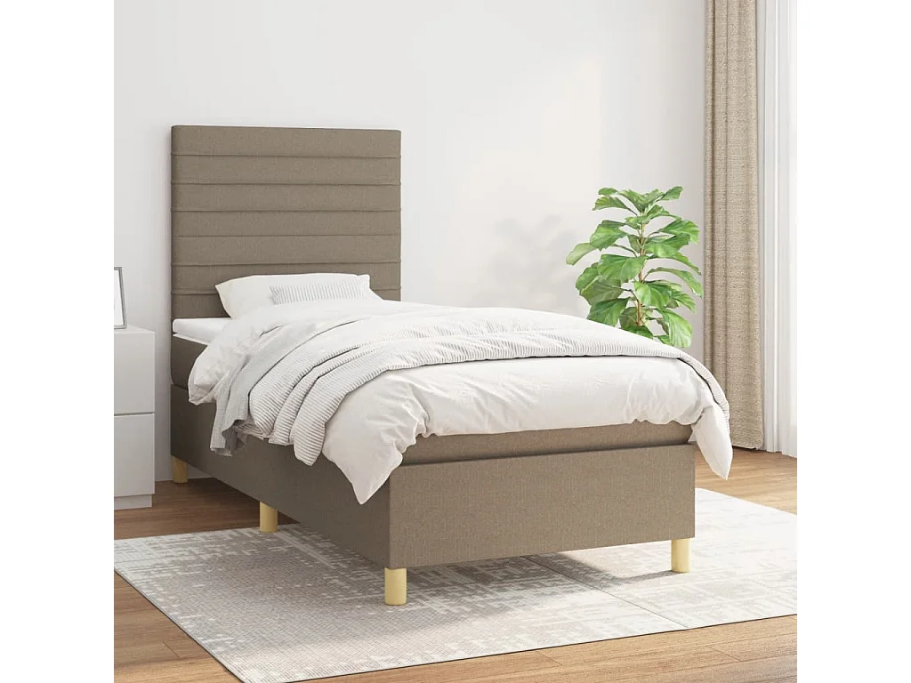 Cama continental com molas+ colchão 90x190 cm tecido castanho-acinzentado PT974850