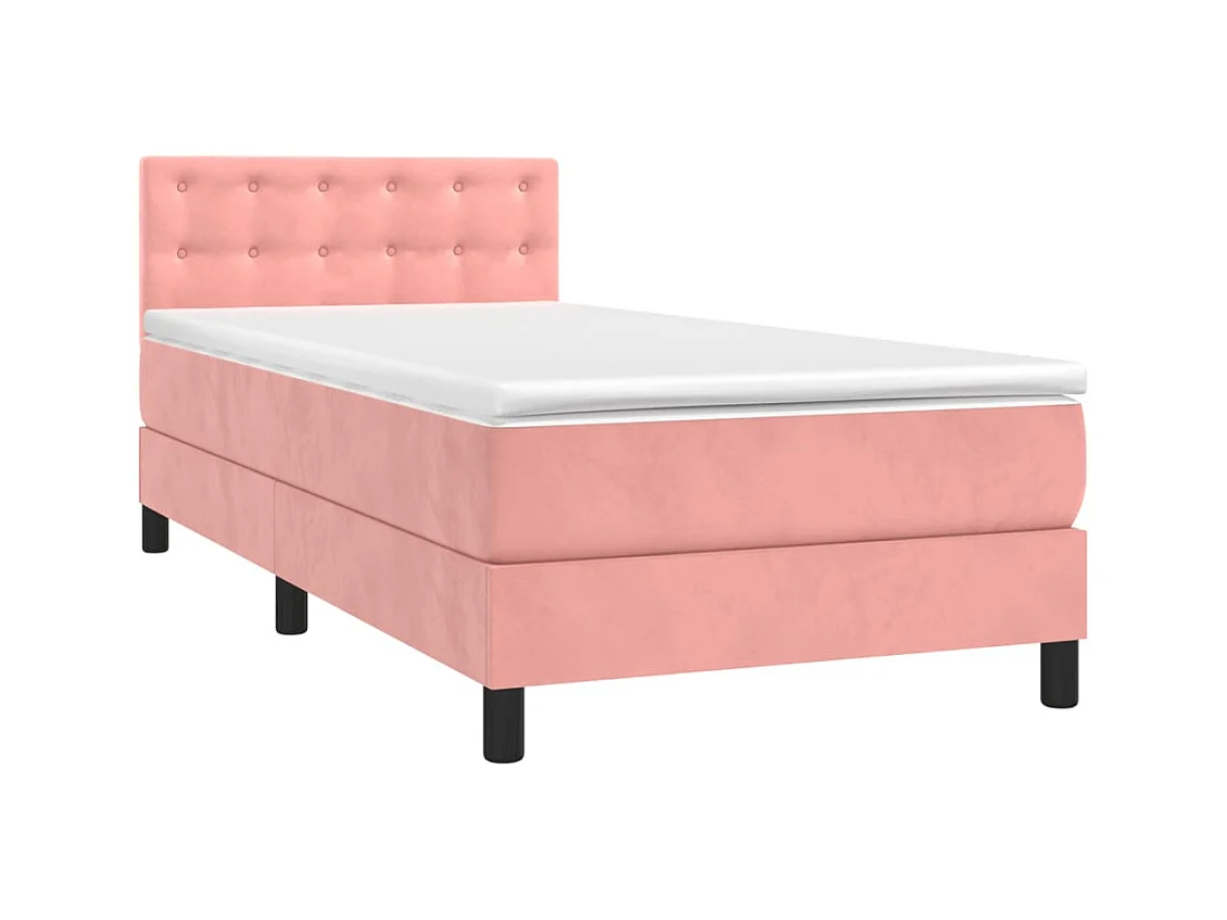 Ensemble complet boxspring + matelas Rose 80x200 cm Velours FR87247
