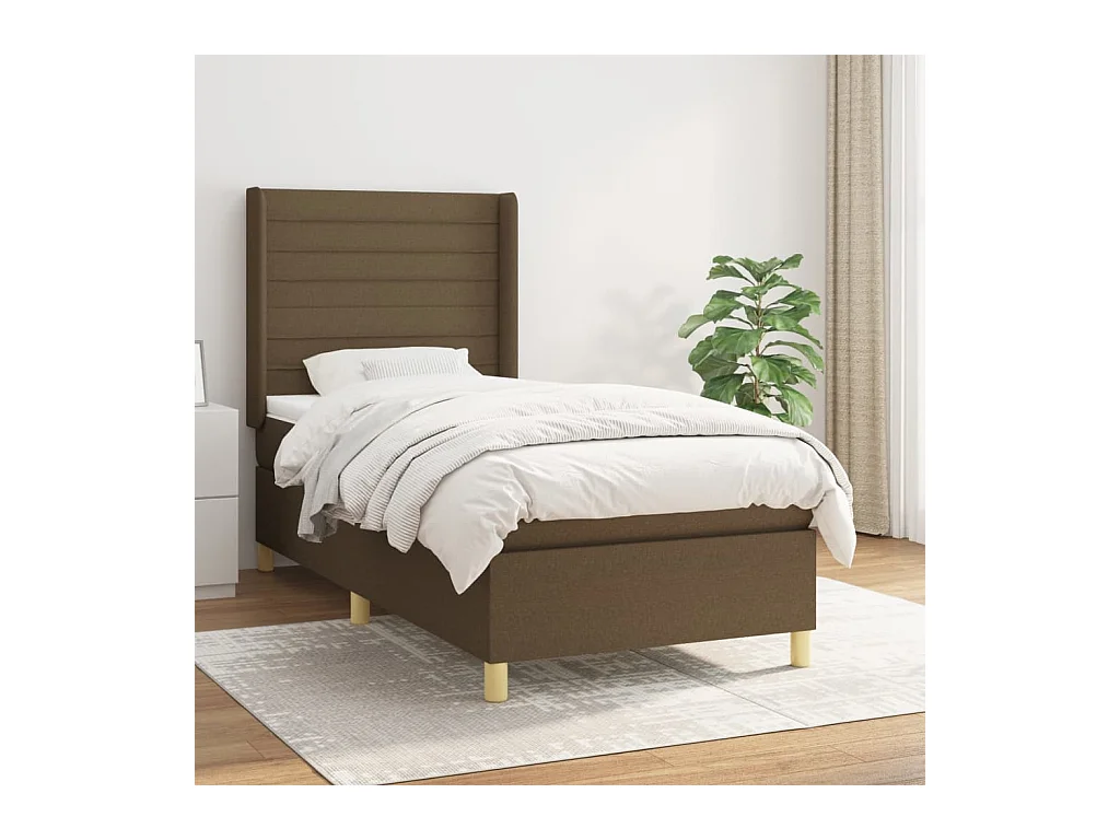 Ensemble complet boxspring + matelas Marron foncé 90x200 cm FR56089