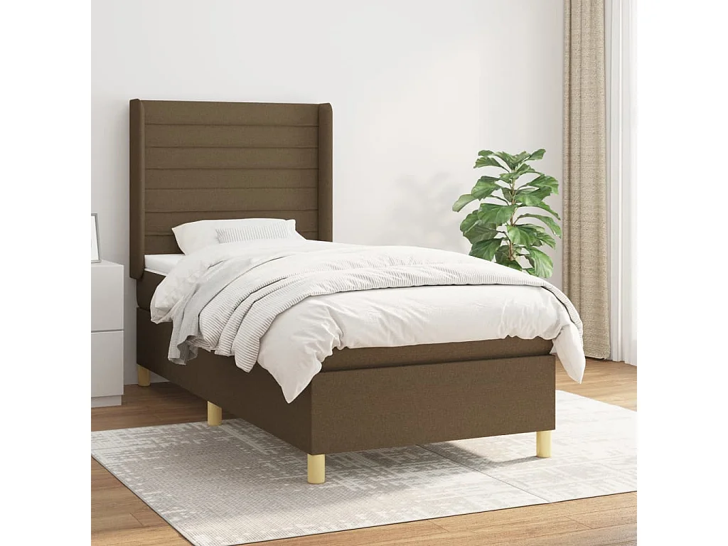 Ensemble complet boxspring + matelas Marron foncé 90x200 cm FR56089
