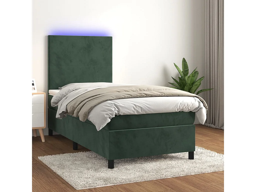 Ensemble complet boxspring + matelas et LED Vert foncé 80x200cm FR96187