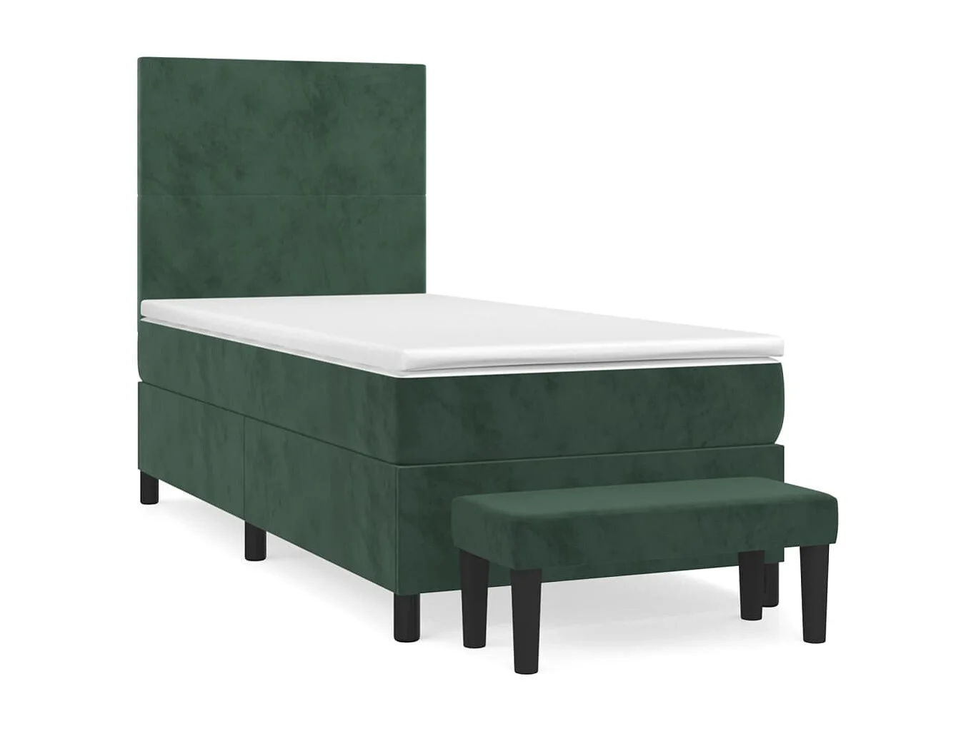 Ensemble complet boxspring + matelas + Banc Vert foncé 90x190 cm FR47393
