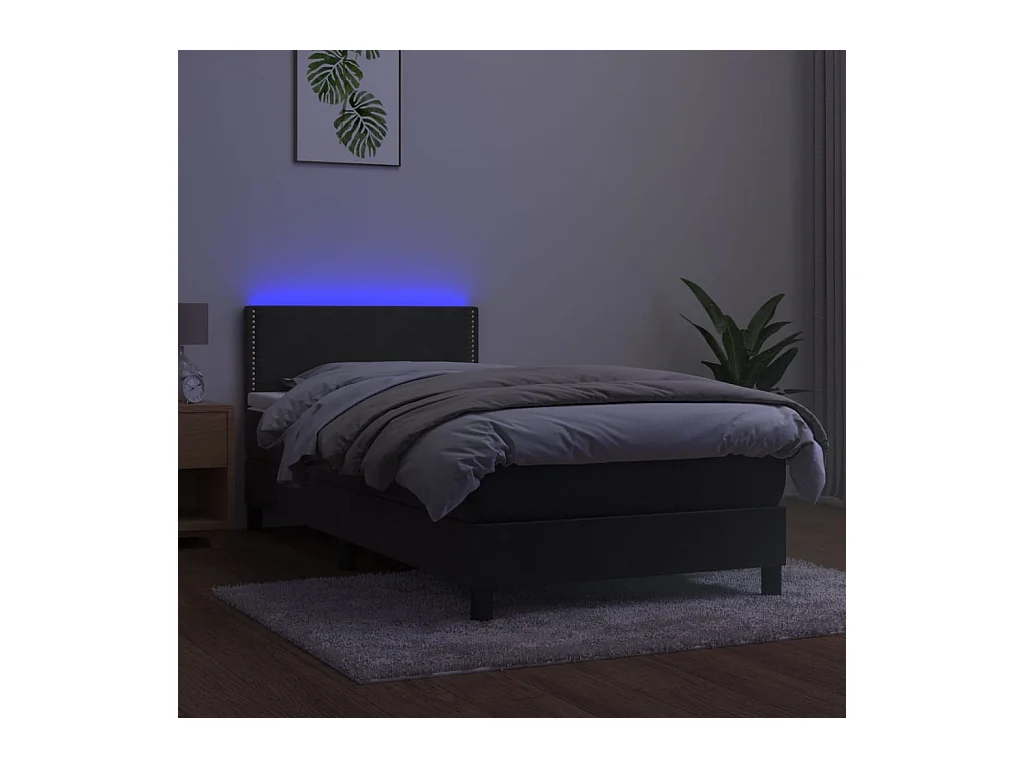 Ensemble complet boxspring + matelas et LED Gris foncé 90x190cm FR56664