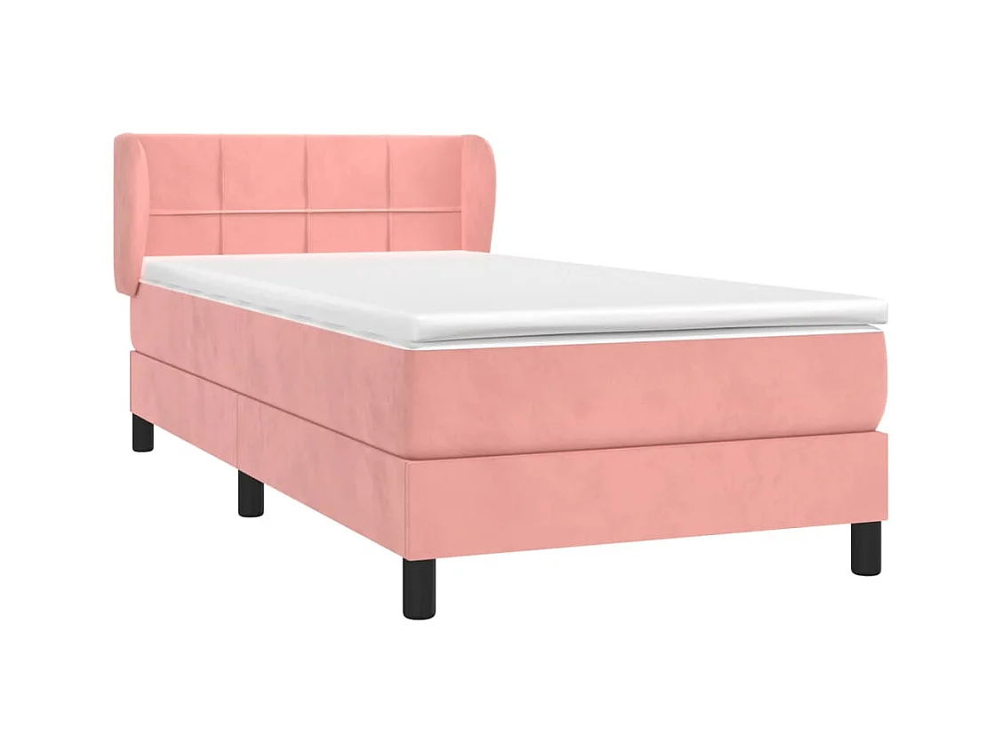 Ensemble complet boxspring + matelas Rose 80x200 cm Velours FR79950