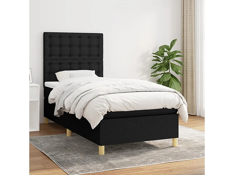 Cama continental com molas+ colchão 90x190 cm tecido preto PT545154