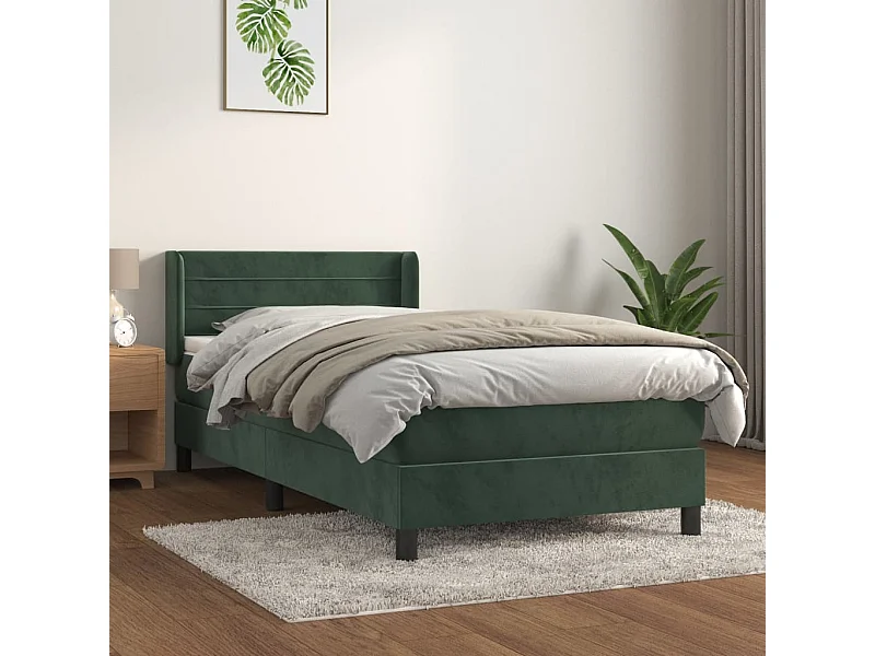 Ensemble complet boxspring + matelas Vert foncé 90x190 cm FR70154