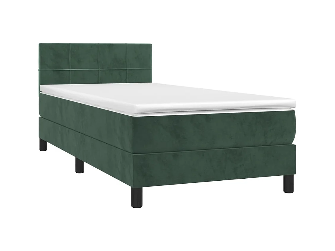 Ensemble complet boxspring + matelas Vert foncé 80x200 cm Velours FR45189