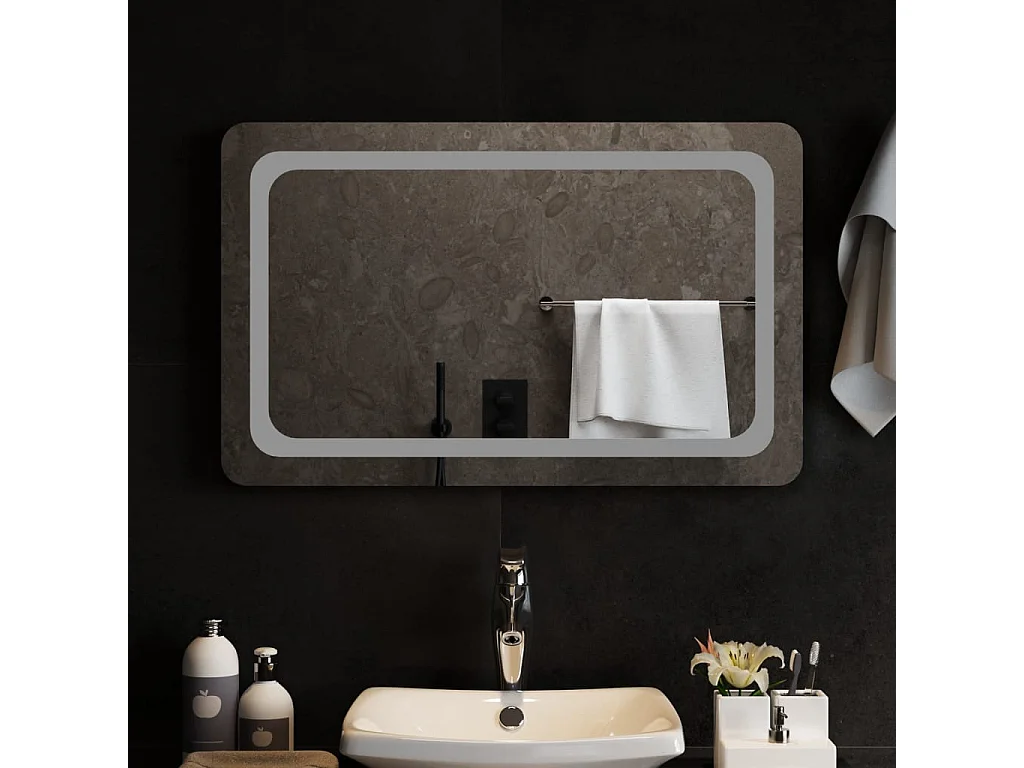 Espelho de casa de banho com luzes LED 80x50 cm PT743989