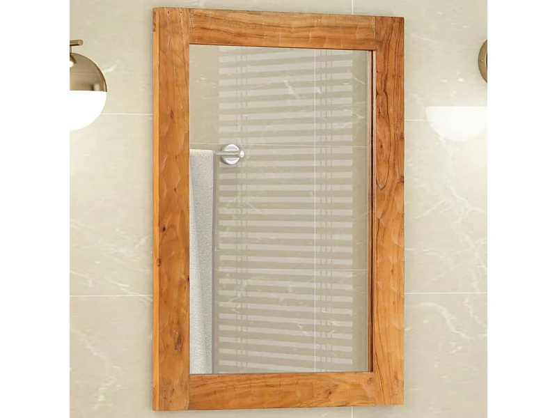 Badkamerspiegel 50x70x2,5 cm massief acaciahout en glas BE478325