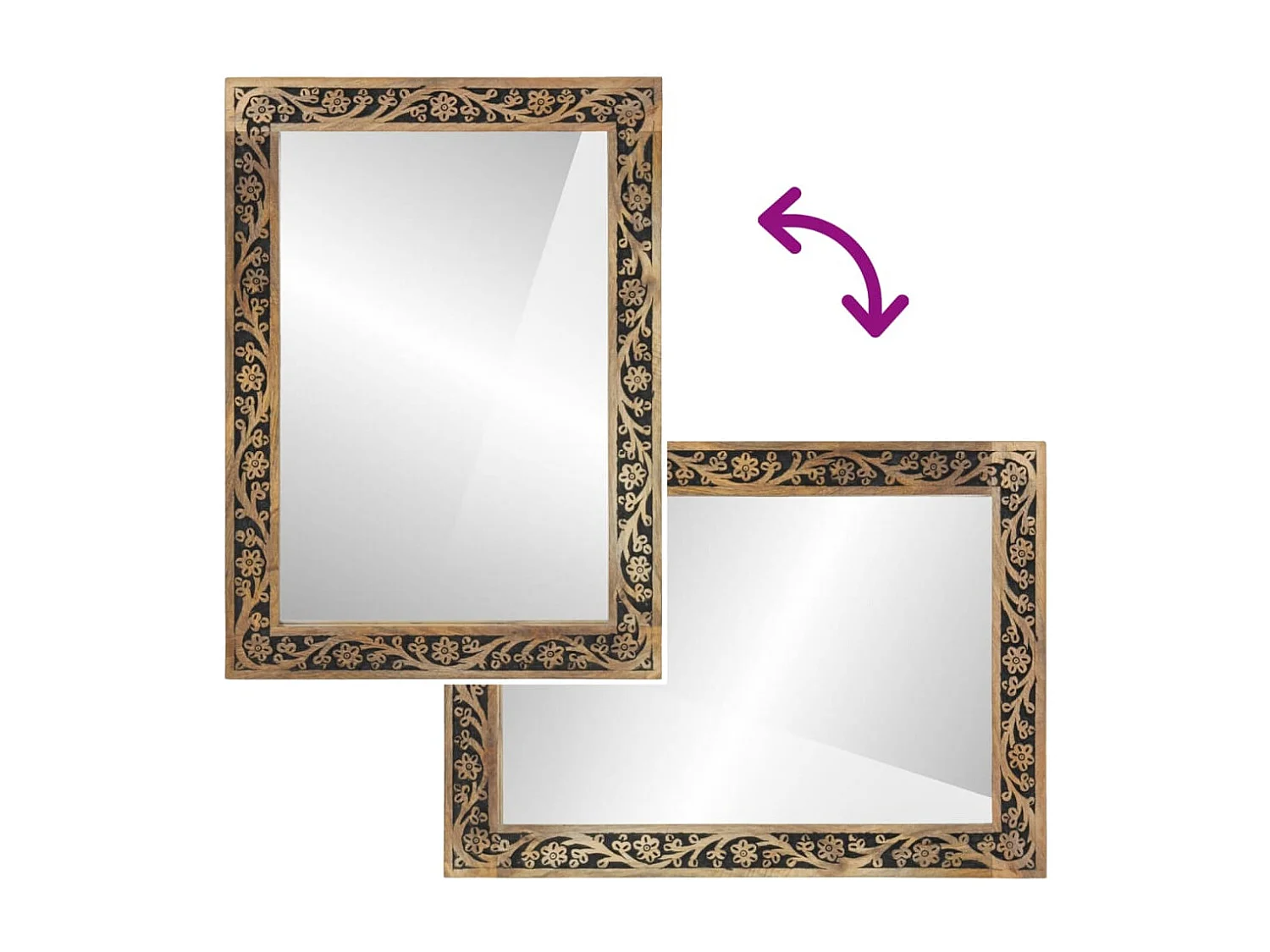 Espejo de baño madera maciza de acacia y vidrio 50x70x2,5 cm ES675940