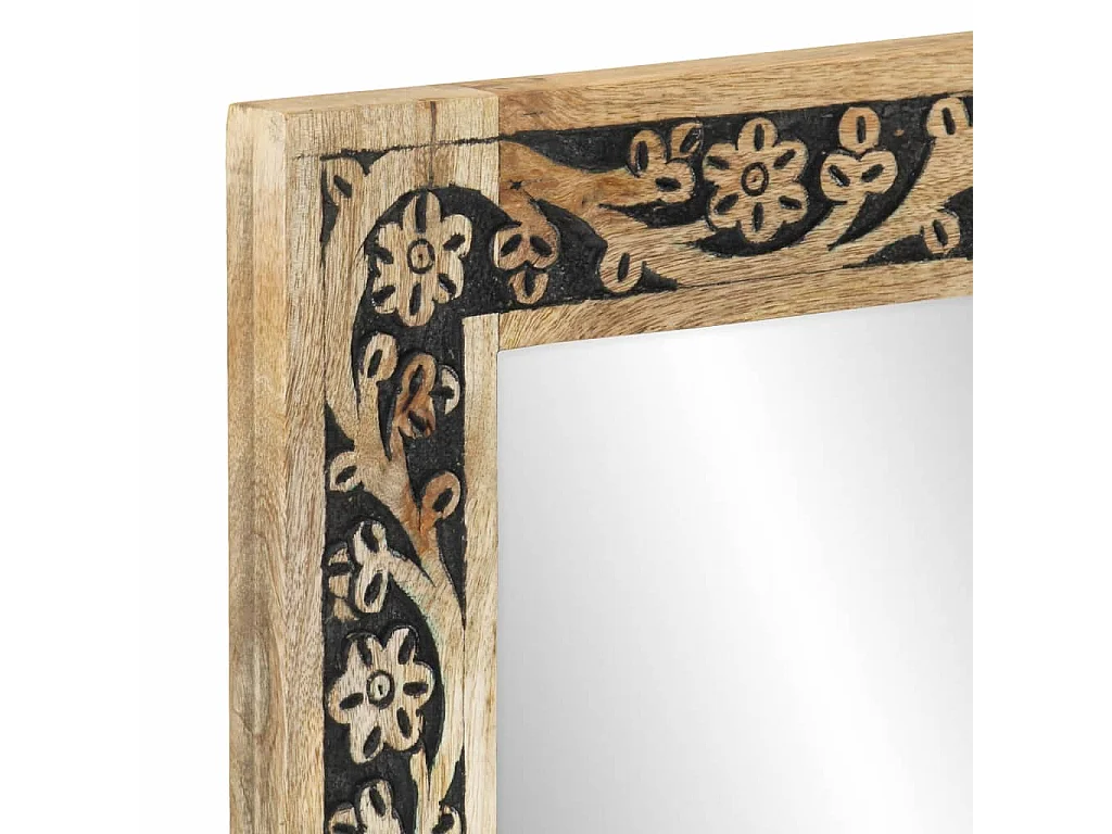 Espejo de baño madera maciza de acacia y vidrio 50x70x2,5 cm ES675940