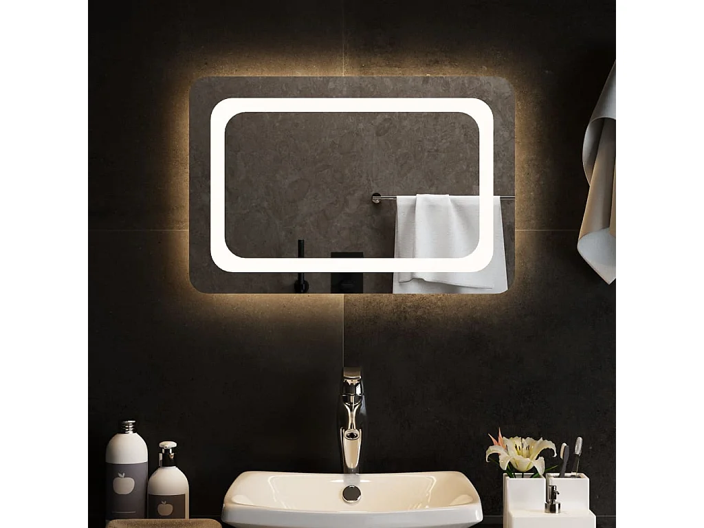 Espelho de casa de banho com luzes LED 60x40 cm PT658908