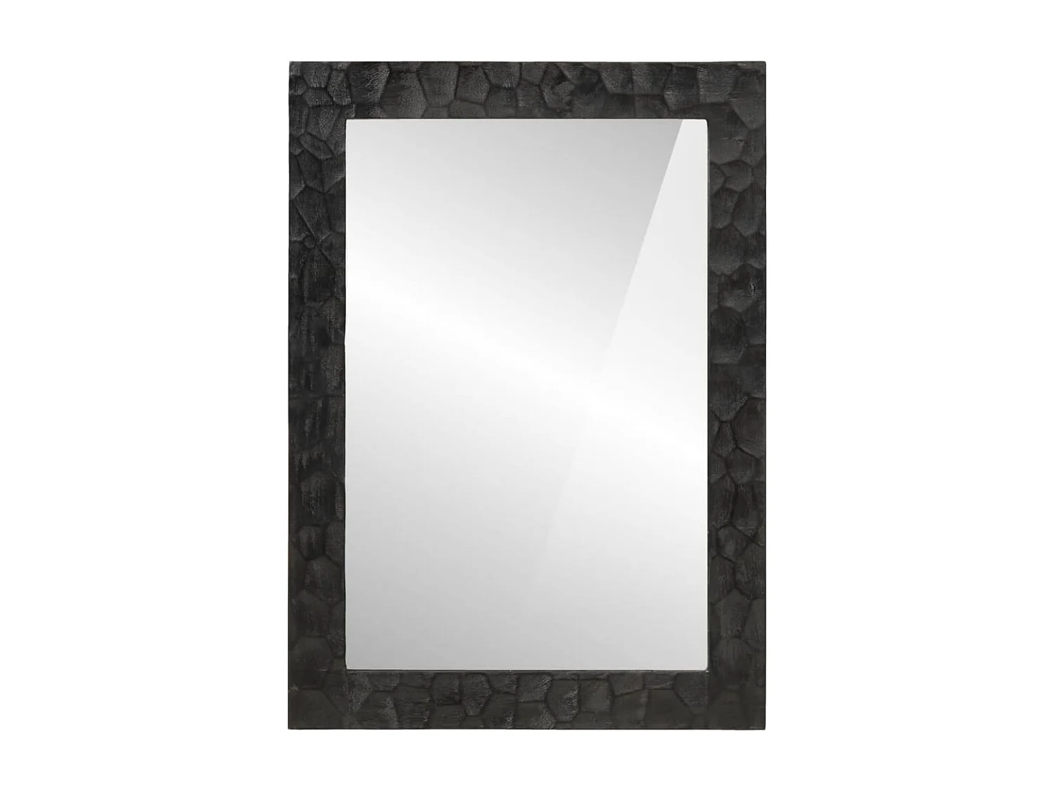 Badkamerspiegel 50x70x2,5 cm massief mangohout en glas zwart BE264209