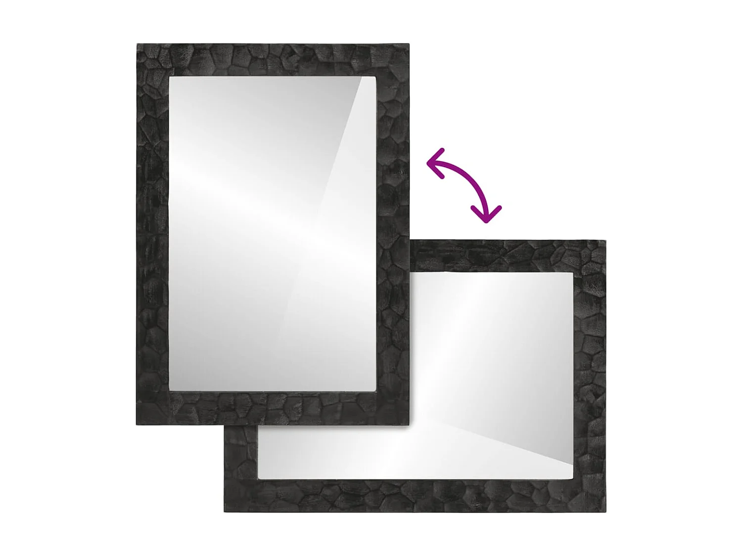 Badkamerspiegel 50x70x2,5 cm massief mangohout en glas zwart BE264209