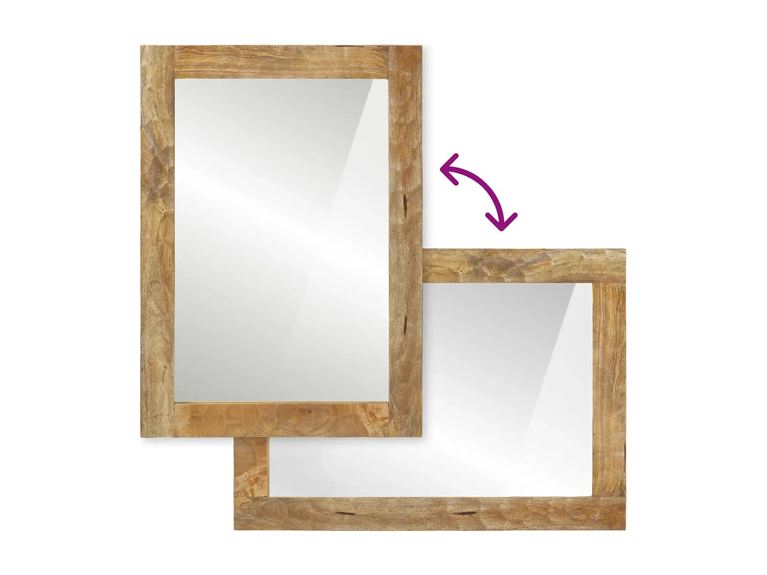 Espelho de casa de banho 50x70x2,5 cm mangueira maciça e vidro PT281014