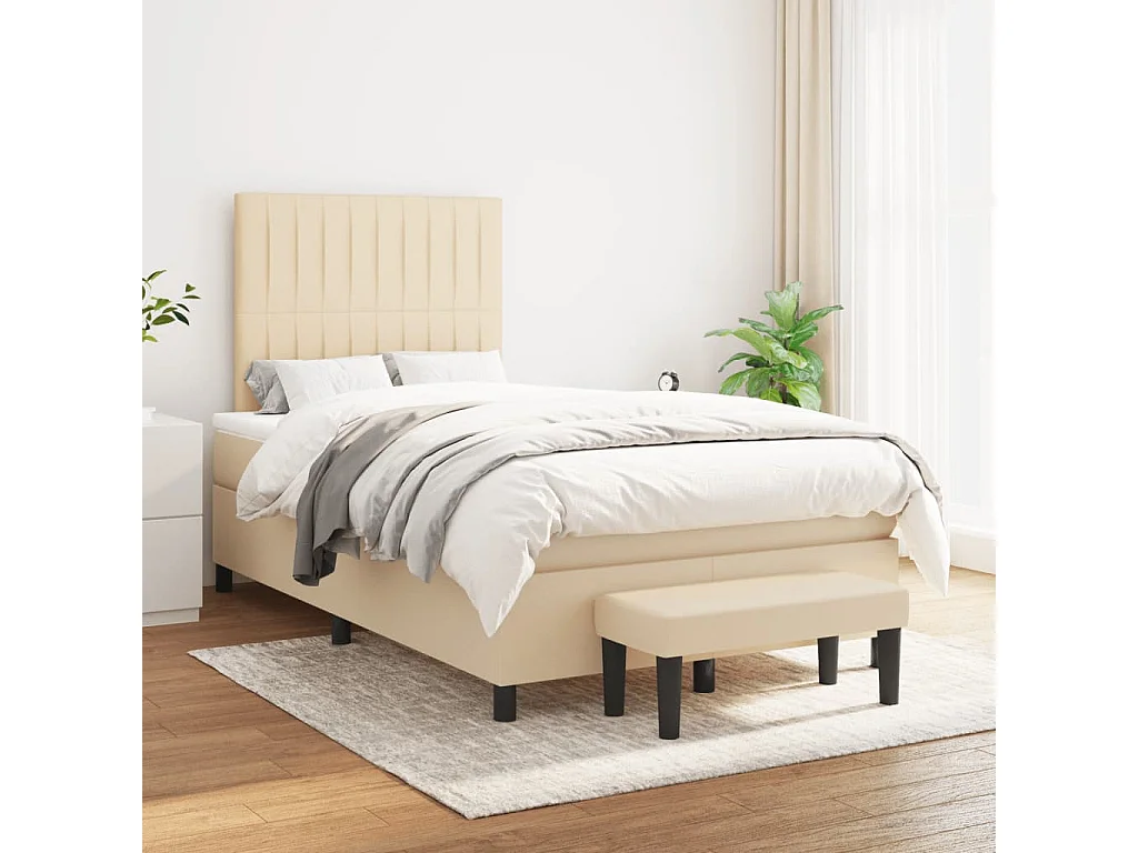Conjunto Boxspring - 120x190 cm + colchón tela color crema ES551934
