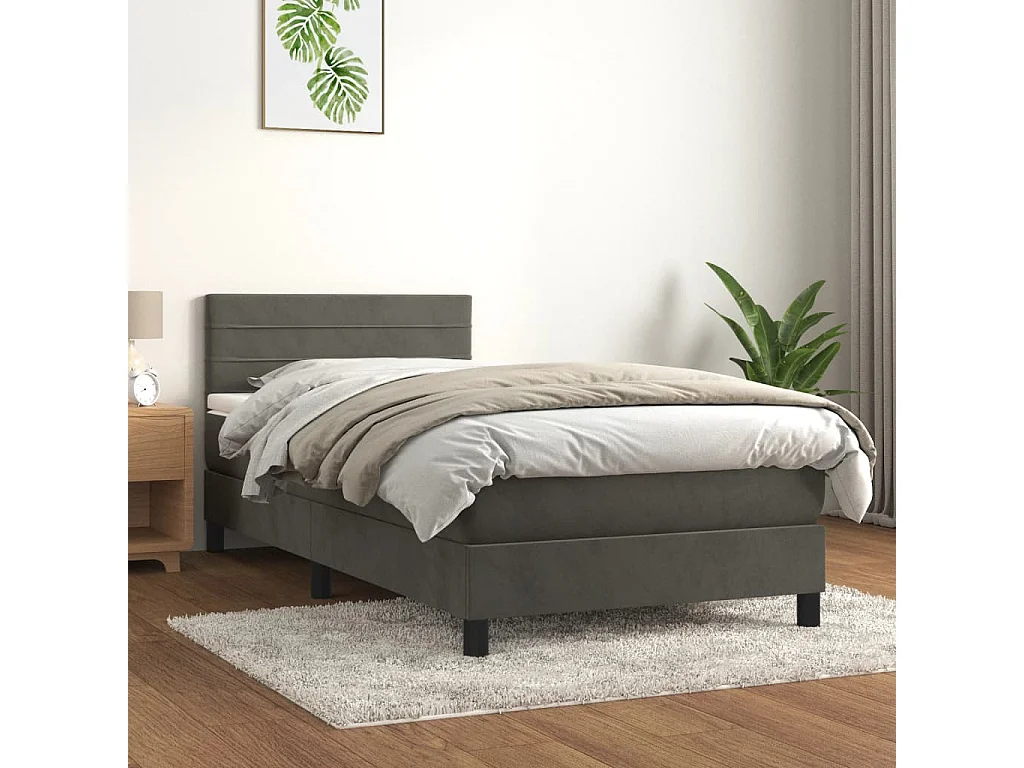 Ensemble complet boxspring + matelas Gris foncé 100x200 cm FR43153