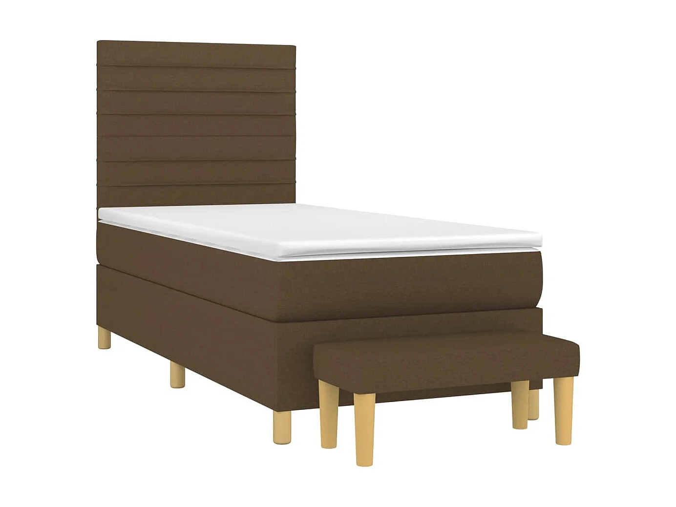 Cama continental com molas+ colchão 90x190 cm tecido castanho-escuro PT149436