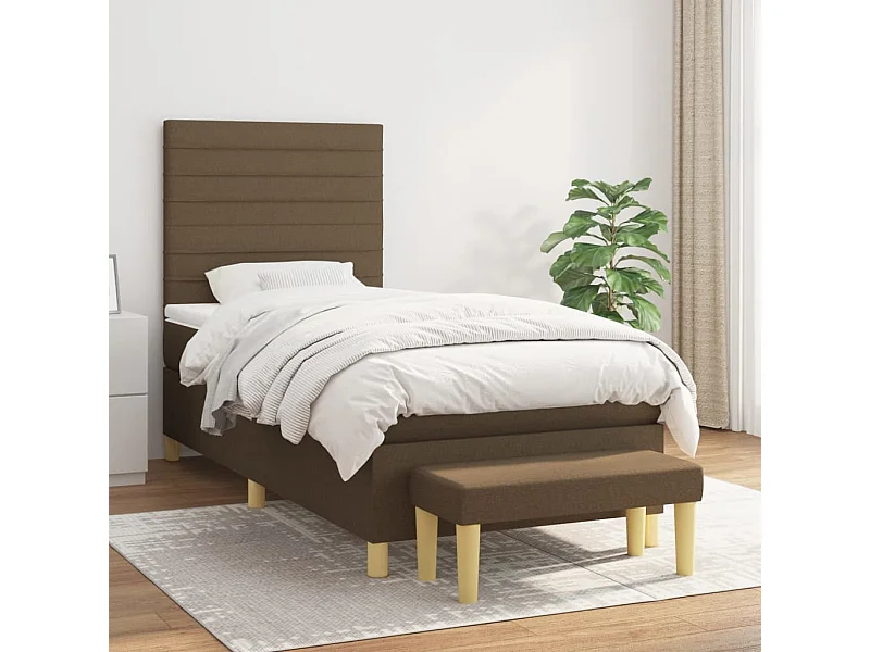 Cama continental com molas+ colchão 90x190 cm tecido castanho-escuro PT149436