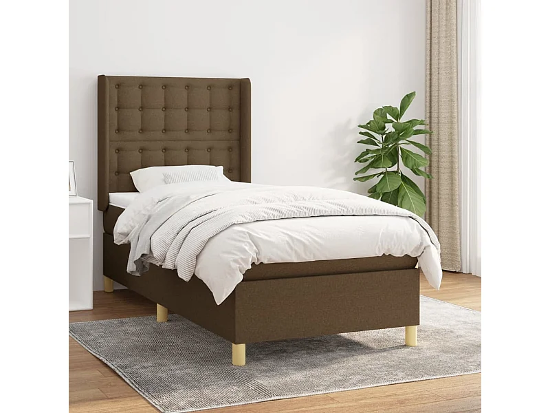 Cama continental com molas+ colchão 90x190 cm tecido castanho-escuro PT361096
