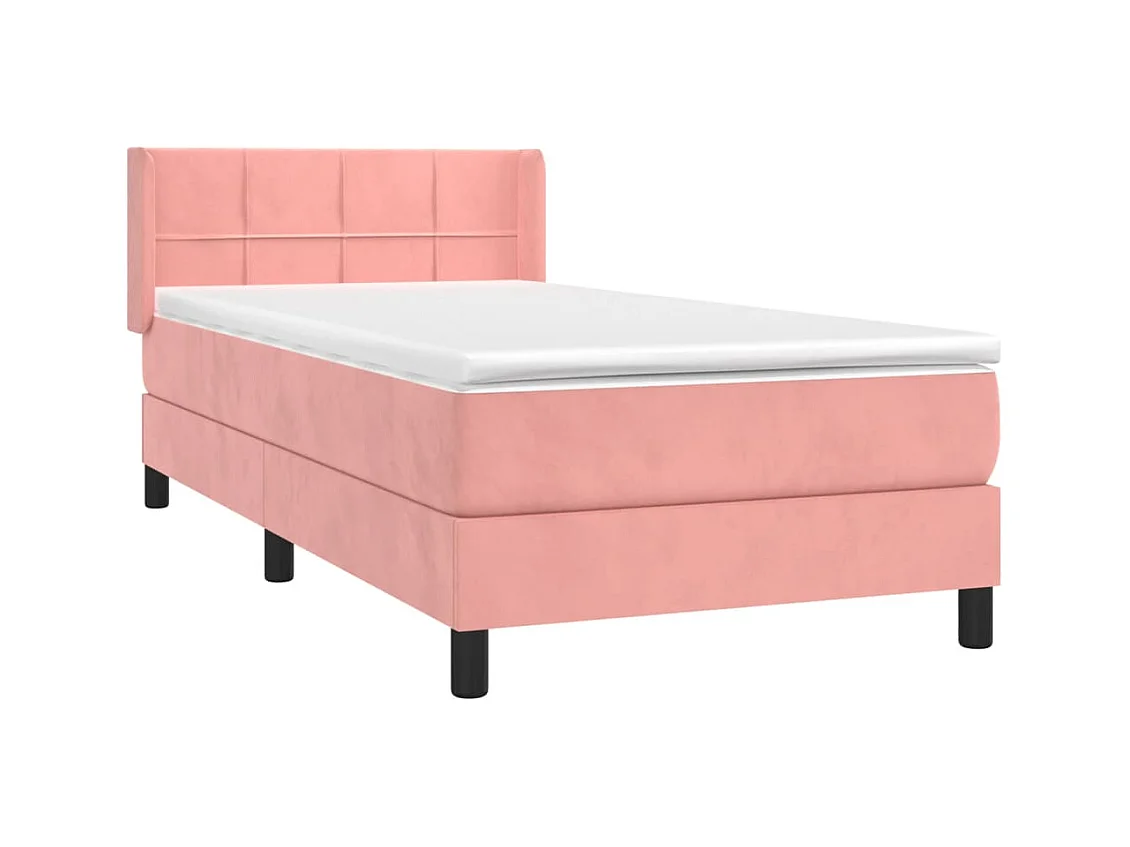 Ensemble complet boxspring + matelas Rose 80x200 cm Velours FR27072