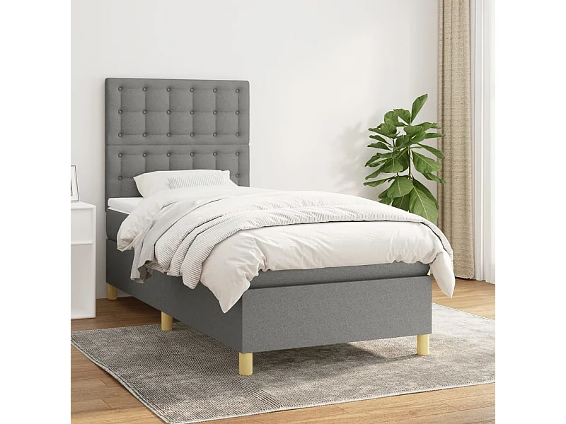 Cama continental com molas+ colchão 90x190 cm tecido cinza-escuro PT202661