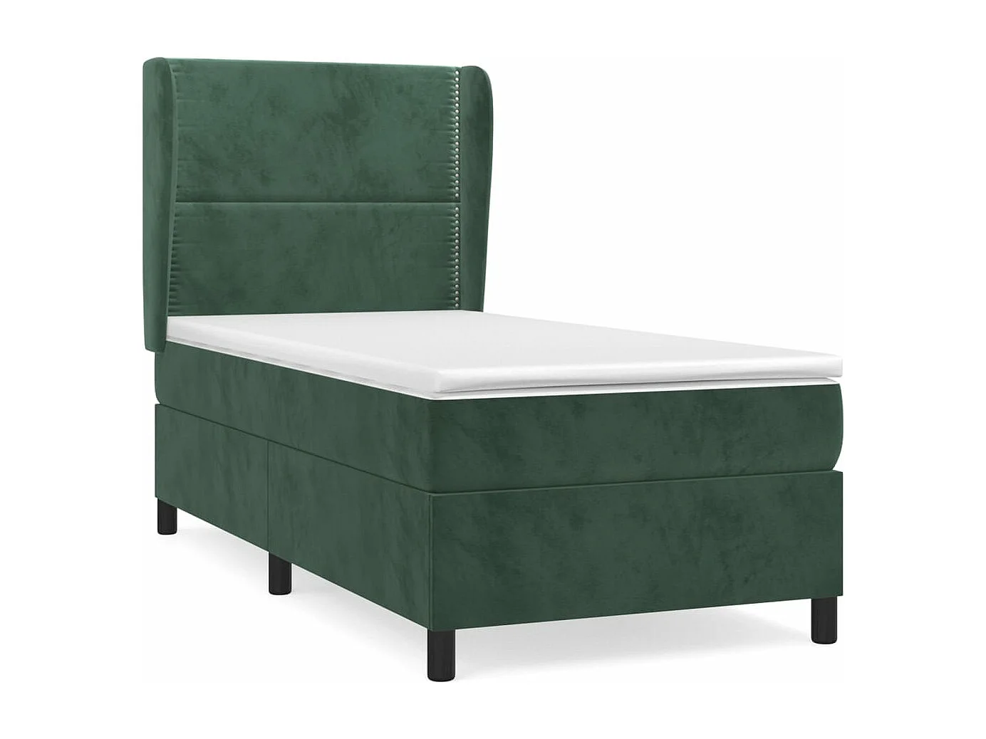 Cama continental com molas+ colchão 90x200 cm veludo verde-escuro PT122797