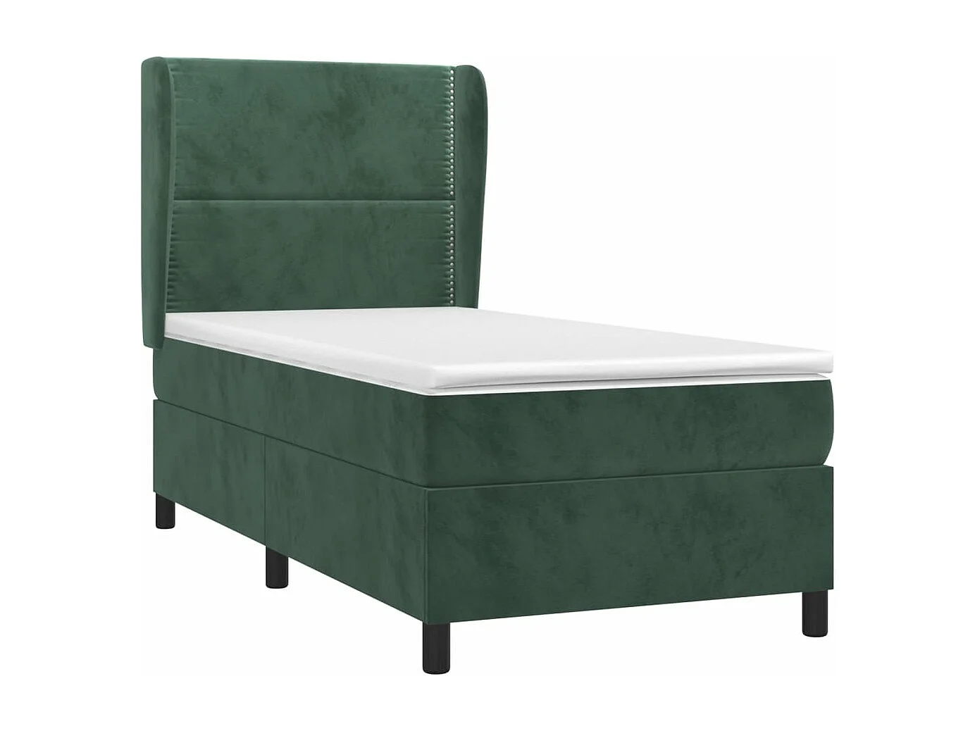 Cama continental com molas+ colchão 90x200 cm veludo verde-escuro PT122797