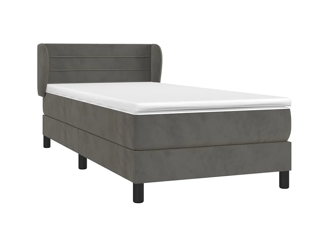 Ensemble complet boxspring + matelas Gris foncé 80x200 cm Velours FR14906