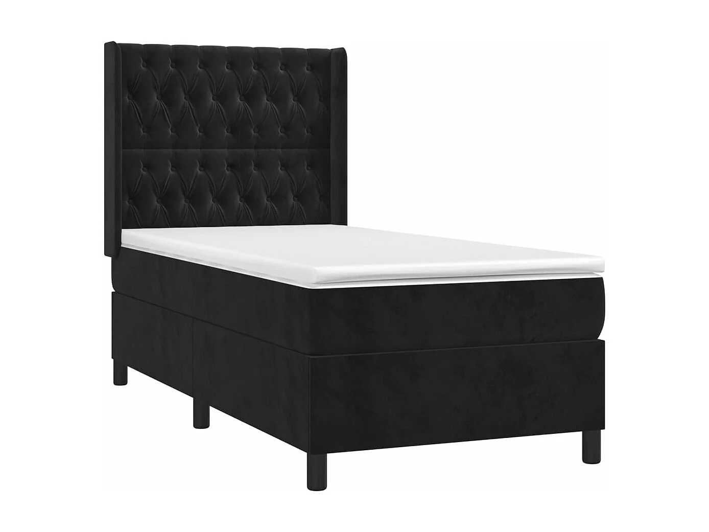 Cama continental c/ colchão/LED 90x190 cm veludo preto PT246185
