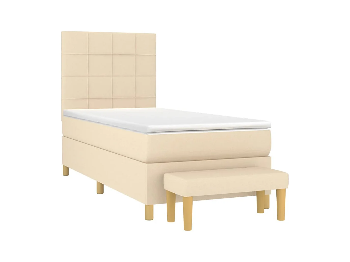 Ensemble complet boxspring + matelas + Banc Crème 100x200 cm Tissu FR30560
