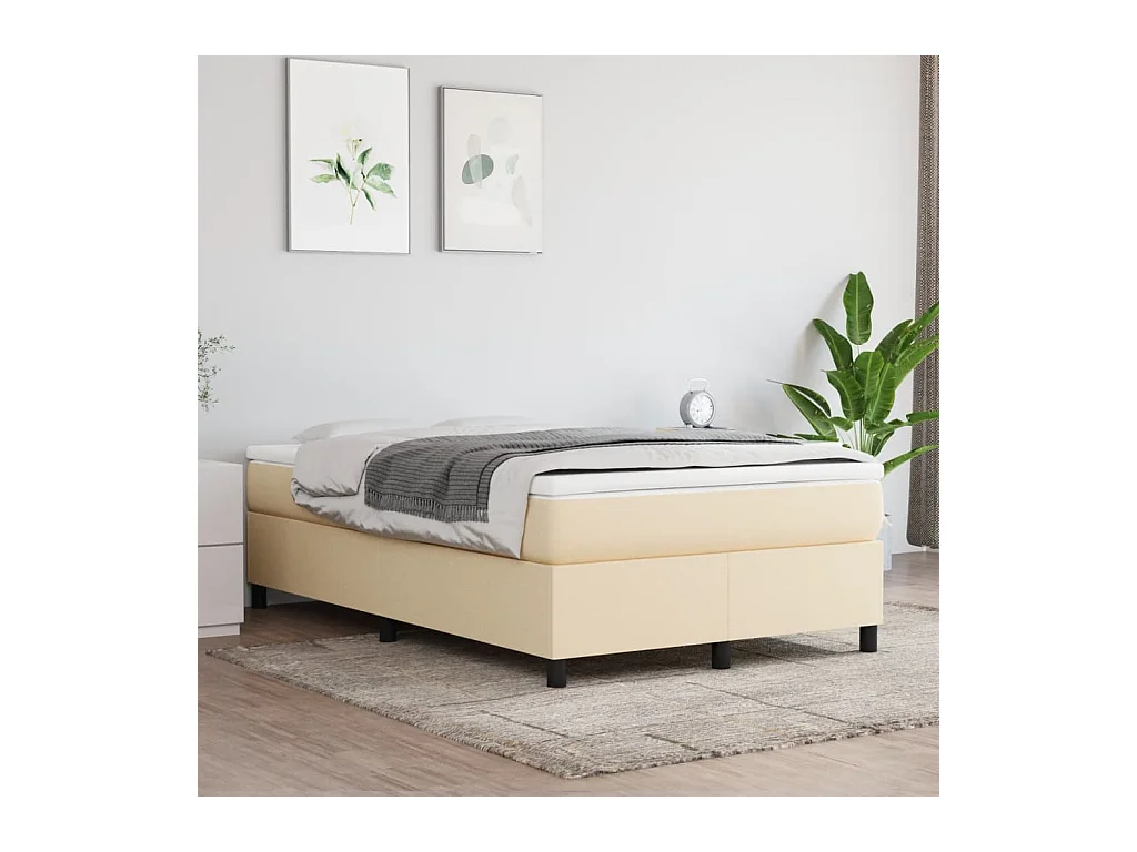 Ensemble complet boxspring + matelas crème 120x190 cm tissu FR56035