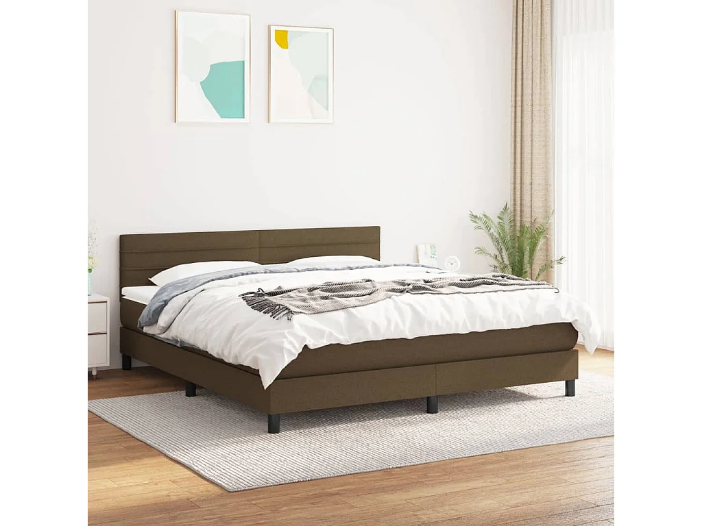 Ensemble complet boxspring + matelas Marron foncé 180x200 cm FR18774