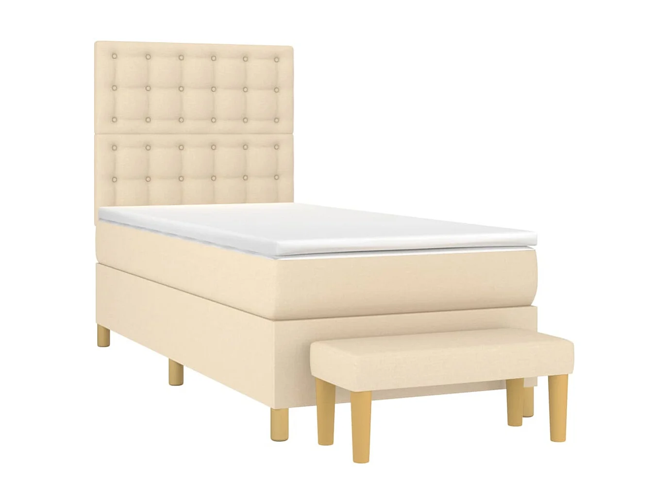 Ensemble complet boxspring + matelas + Banc Crème 100x200 cm Tissu FR98137