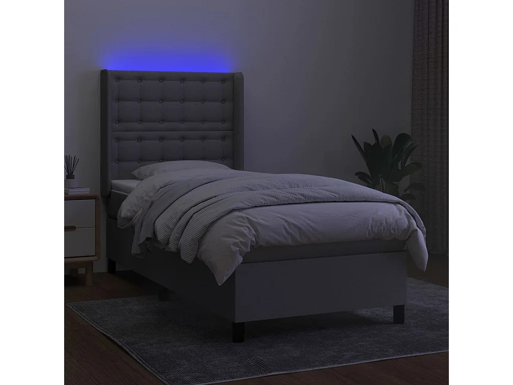 Cama continental c/ colchão e LED 90x190 cm tecido cinza-claro PT457098