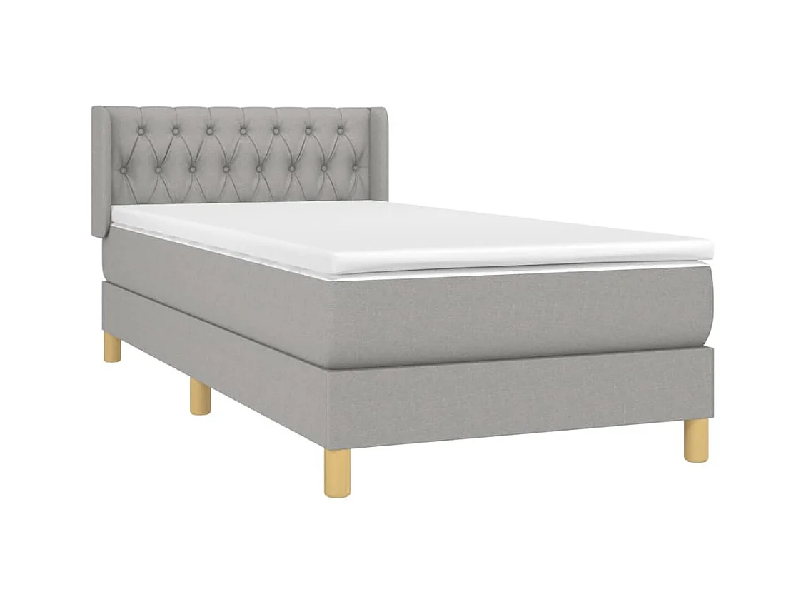 Cama continental com molas+ colchão 100x200 cm tecido cinzento-claro PT449543