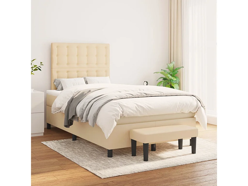 Conjunto Boxspring - 120x190 cm + colchón tela color crema ES381559