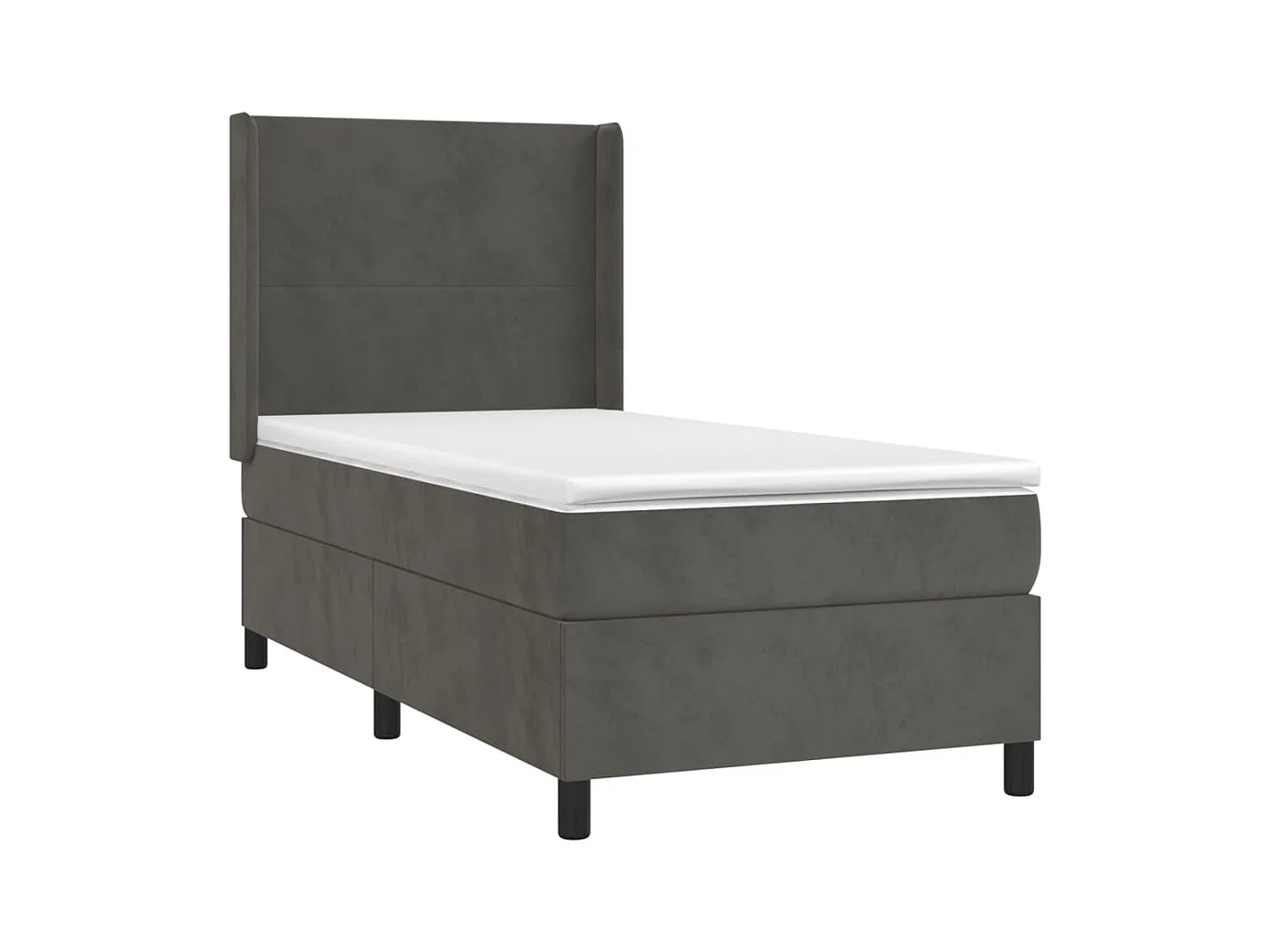 Conjunto Boxspring - 90x190 cm + colchón terciopelo gris oscuro ES872578