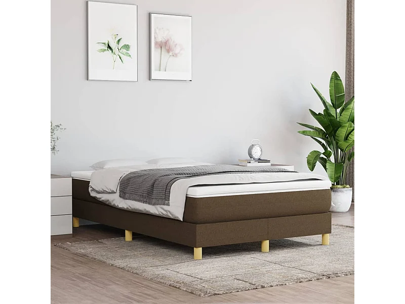 Cama continental boxspring com colchão 120x190 cm tecido castanho-escuro PT833397