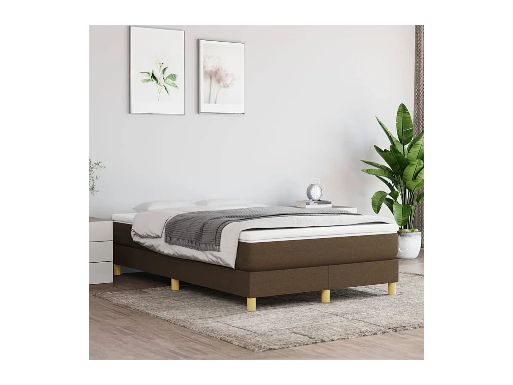 Cama continental boxspring com colchão 120x190 cm tecido castanho-escuro PT833397